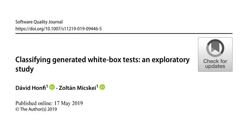Classifying generated white-box tests: an exploratory study